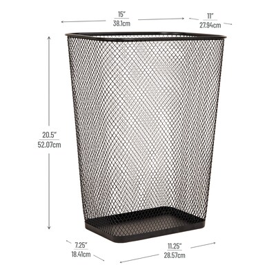 Mind Reader Metal Trash Cans, 10.67 Gallon, Black, 2/Pack (2LASBIN-BLK )