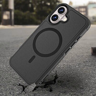 SaharaCase Raider MagSafe Phone Case with Magnetic Wallet for iPhone 16, Shock Absorbing, Scorpion Black (CP00631)