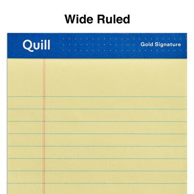 Quill Brand® Gold Signature Premium Series Legal Pad, 5"x 8", Legal Ruled, Canary Yellow, 50 Sheets/Pad, 12 Pads/Pack (742274)