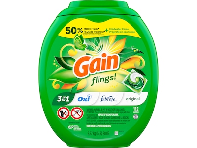 Gain Flings! HE Laundry Detergent Capsule, Original, 112/Pack (02446)