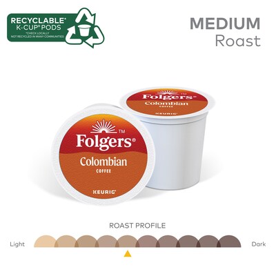 Folgers 100% Colombian Coffee, Keurig K-Cup Pod, Medium Roast, 24/Box, 4 Boxes/Carton (6659CT)