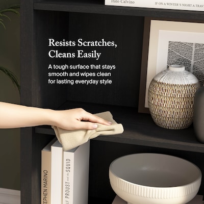 Bush Furniture Salinas 63"H 5-Shelf Bookcase with Adjustable Shelves, Vintage Black Laminated Wood (SAB132VB-03)