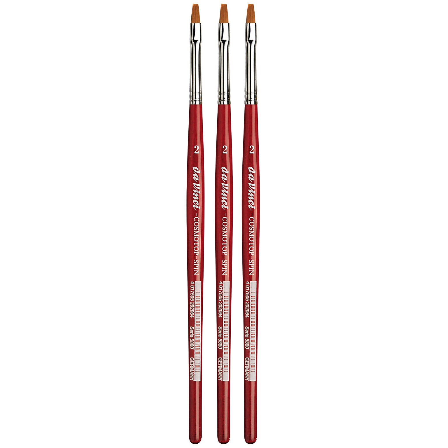da Vinci COSMOTOP-SPIN Watercolor Synthetic Silkpainting Flat Brush, Size 2, 3 /Pack (DVXVA58802-3)