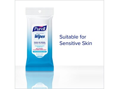 PURELL Hand Sanitizing Wipes, Clean Refreshing Scent, 20 Wipes/Pack, 12 Packs/Carton (9124-12-CMR)