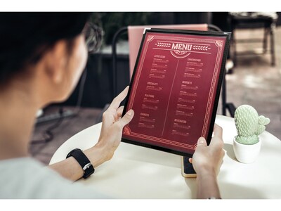 Excello Global Products Menu Holder, 11" x 17", Black/Silver (SPLS-MENU-1117M)
