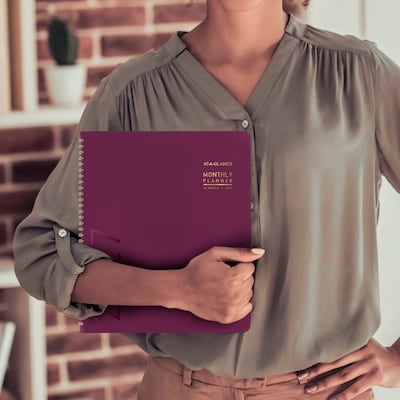 2027 AT-A-GLANCE Contemporary 9" x 11" Monthly Planner, Faux Leather Cover, Purple (70-250X-14-27)