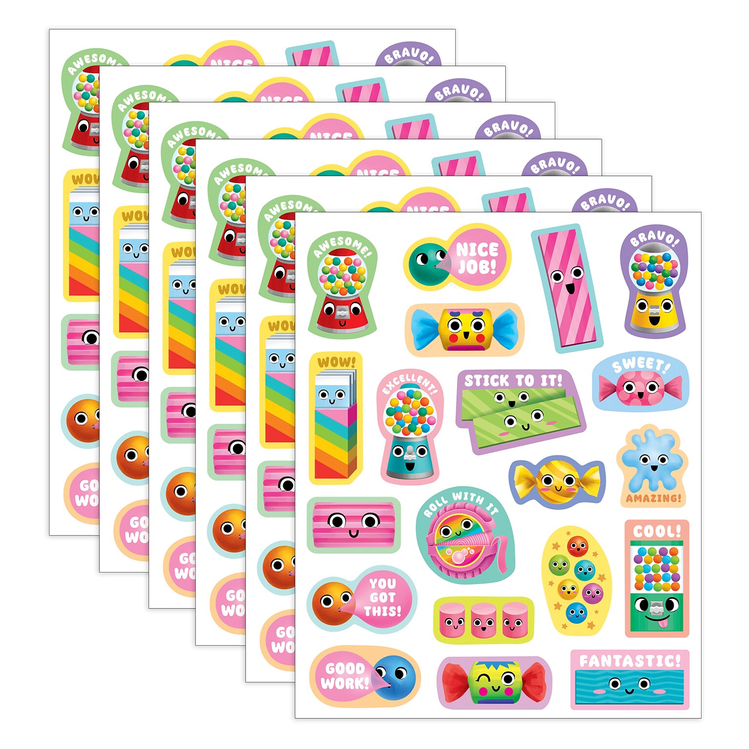 Teacher Created Resources Bubble Gum Smelly Stickers, Multicolored, 120/Pack, 6/Packs/Bundle (TCR9446-6)