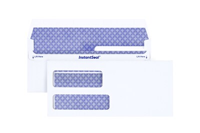 Staples Self Seal Self Seal Security Tinted #9 Double Window Envelopes, 3 7/8" x 8 7/8", White, 500/Box (ST28731-CC)