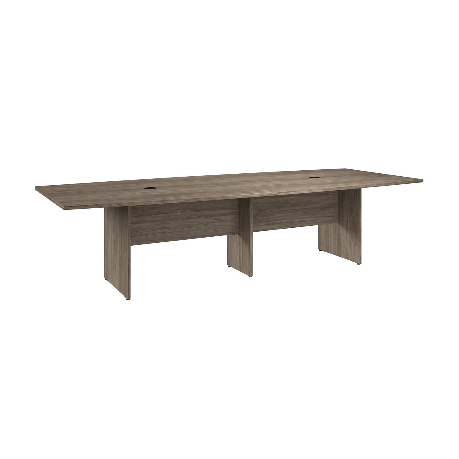 Bush Business Furniture 120W x 48D Boat Shaped Conference Table with Wood Base, Modern Hickory (99TB12048MHK)