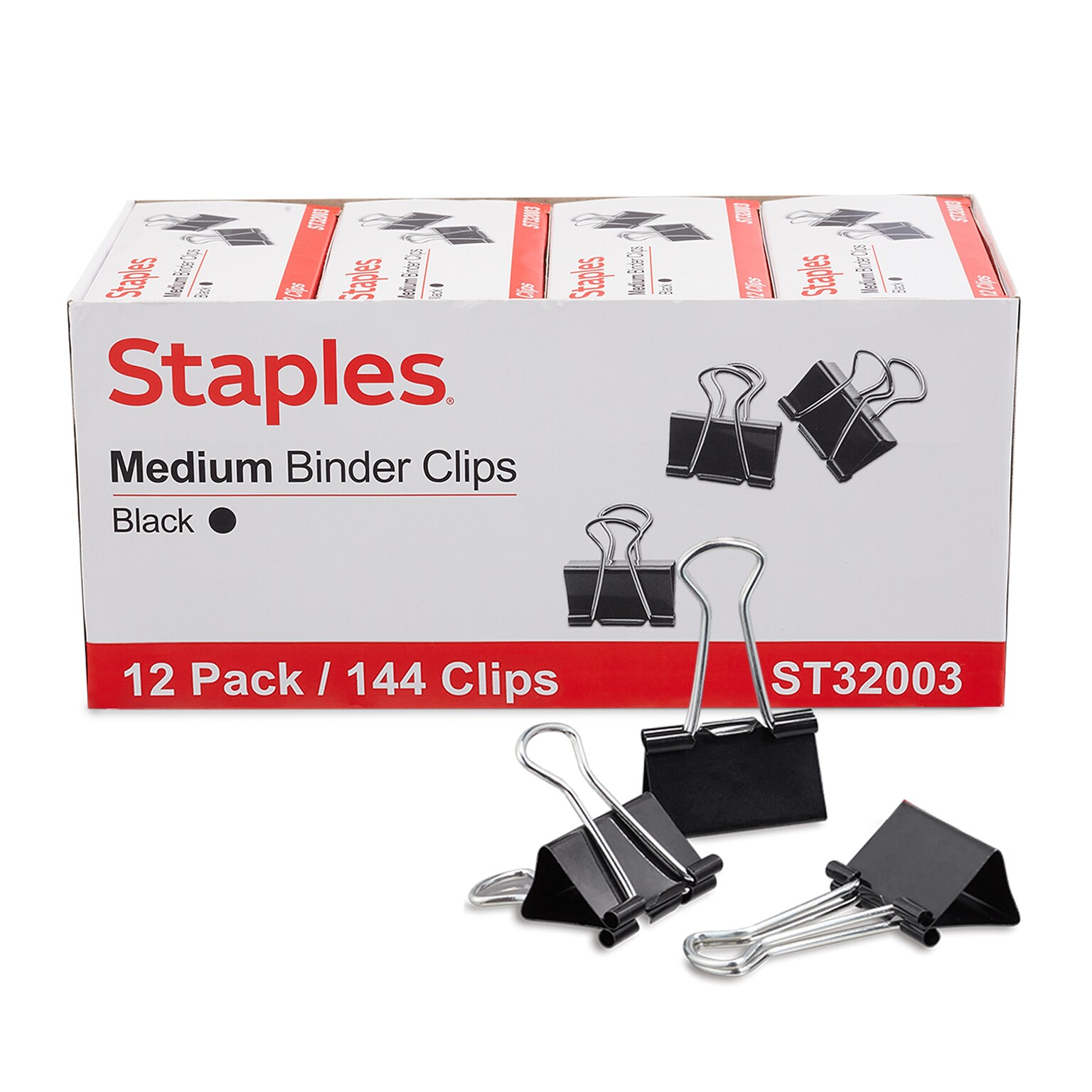 Staples® Medium Binder Clips, Medium, Black, 144/Pack (ST32003/32003)