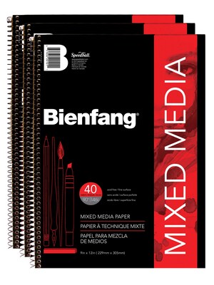 Bienfang Design/Craft Paper, 9 x 12, White, 40 Sheets/Pad, 3 Pads/Pack (PK3-220101)