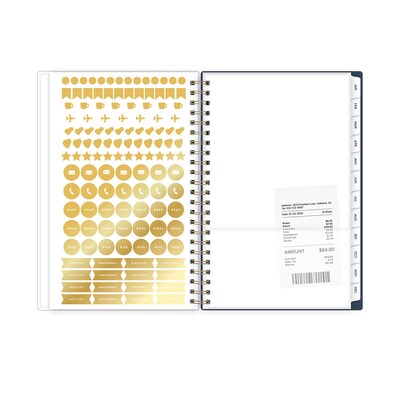 2027 Blue Sky Bespoke Letterpress Cranes In Flight 8" x 5" Calendar Year Weekly & Monthly Standard Planner, Plastic Cover