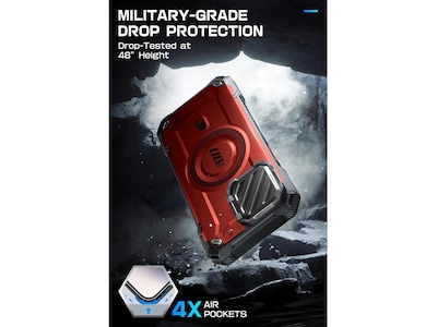 SUPCASE Unicorn Beetle MAG XT Rugged Case for iPhone 15 Pro, Shock-Absorbing, Metallic Red