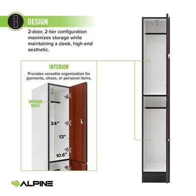 Alpine Industries 72" 2-Tier 1-Column Storage Locker, Walnut (701-W-1-SPW-WTS)