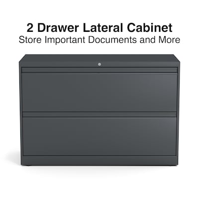 Quill Brand® 2-Drawer Lateral File Cabinet, Locking, Letter/Legal, Charcoal, 42W (26822D)