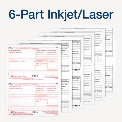 Adams 2025 W-2 Tax Forms Kit, 6-Part, 2-Up, A, 1, B, C, 2 & D, 12/Pack (STAX612-25)