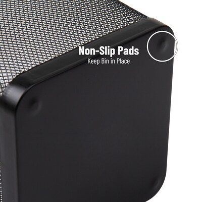 Mind Reader Metal Trash Can Without Lid, 5 Gallon, Black, 4/Pack (4SQUAGA-BLK)