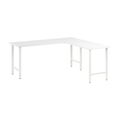 Bush Business Furniture Hustle 72W x 24D L Shaped Computer Desk with Metal Legs, White (HUS002WH)