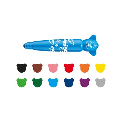 CARIOCA Baby Washable Kids Markers, Rounded Nib, Assorted Colors, 12/Set (CRA42816)