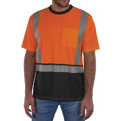 GloWear 8286BK High Visibility Short Sleeve Black Bottom T-Shirt, ANSI Type R Class 2, Orange, 4XL (22198)