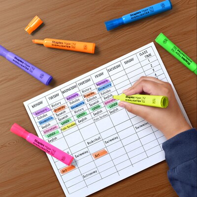Staples Hype Tank Highlighter, Chisel Tip, Assorted, 36/Pack (ST62946)