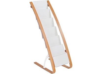 Alba Literature Holder, 8.3 x 11.7, White/Wood, Steel/ABS (DDEXPO6W BC)