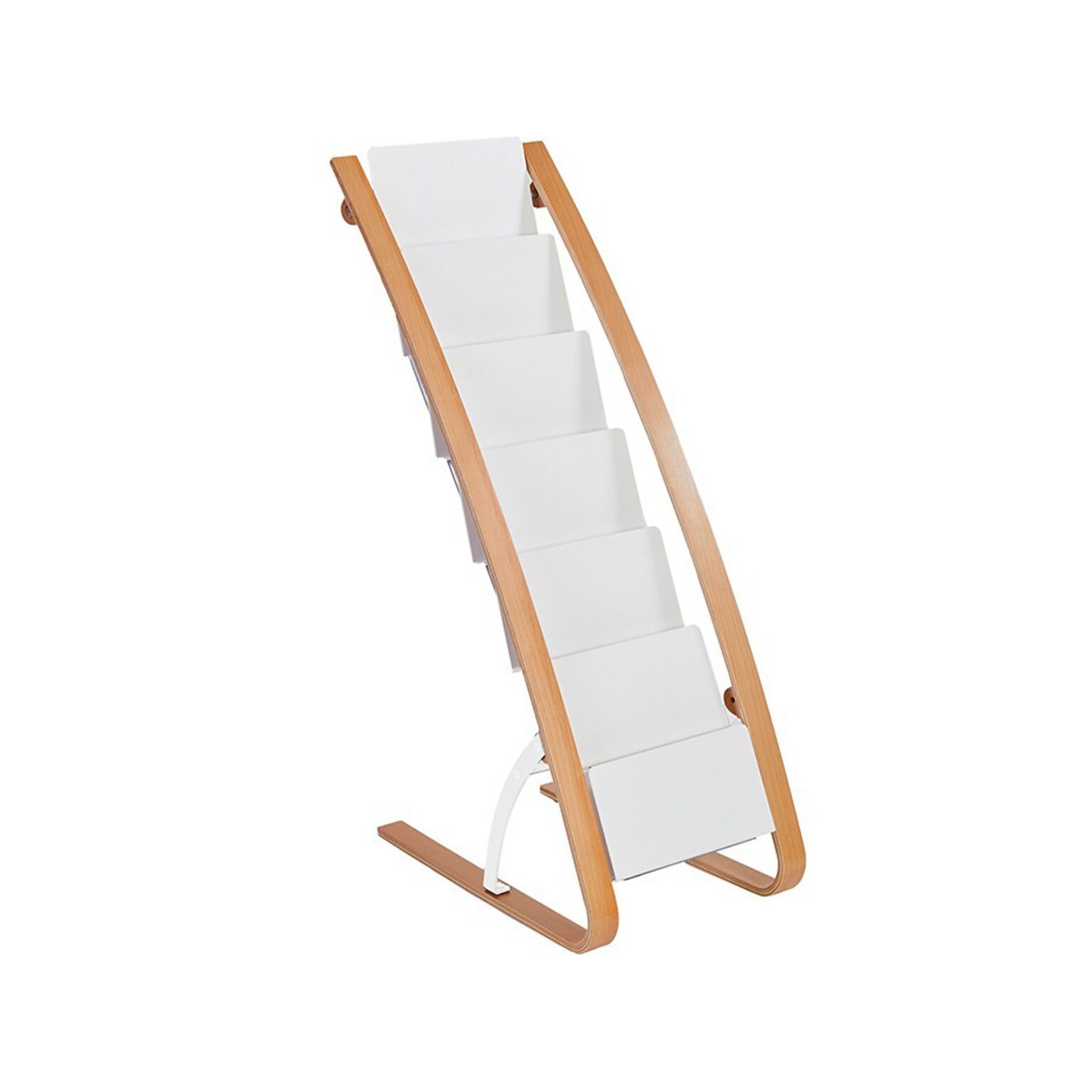 Alba Literature Holder, 8.3 x 11.7, White/Wood, Steel/ABS (DDEXPO6W BC)