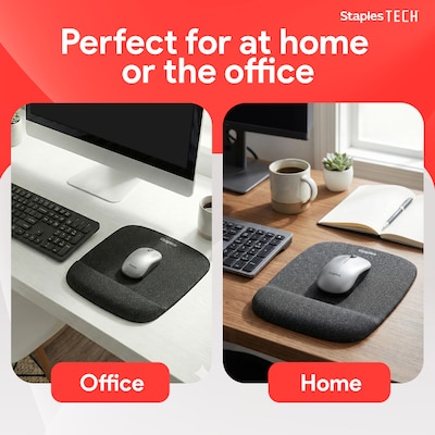 Quill Brand® Mouse Pad with Gel Wrist Rest, Black (53326)