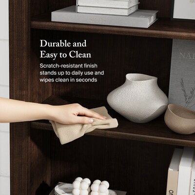 Bush Furniture Somerset 65" 5-Shelf Bookcase with Adjustable Shelves, Mocha Cherry Laminate (WC81865)