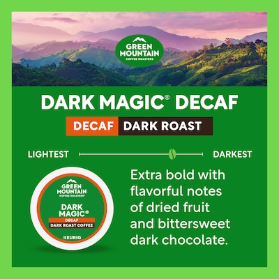 Green Mountain Dark Magic Decaf Coffee Keurig® K-Cup® Pods, Dark Roast, 24/Box (4067)
