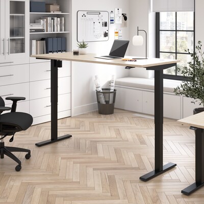 Bush Business Furniture Move 40 Series 72W Electric Adjustable Standing Desk, Natural Elm/Black Pow