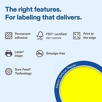 Avery Laser/Inkjet Multipurpose Labels, 5-7/8 x 4, Neon Yellow, 120 Labels/Box (19479370802)