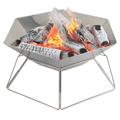 Brentwood® 20-In. Stainless Steel Portable Folding Charcoal BBQ Grill and Outdoor Fire Pit with Carry Bag (BB-6X20SS)