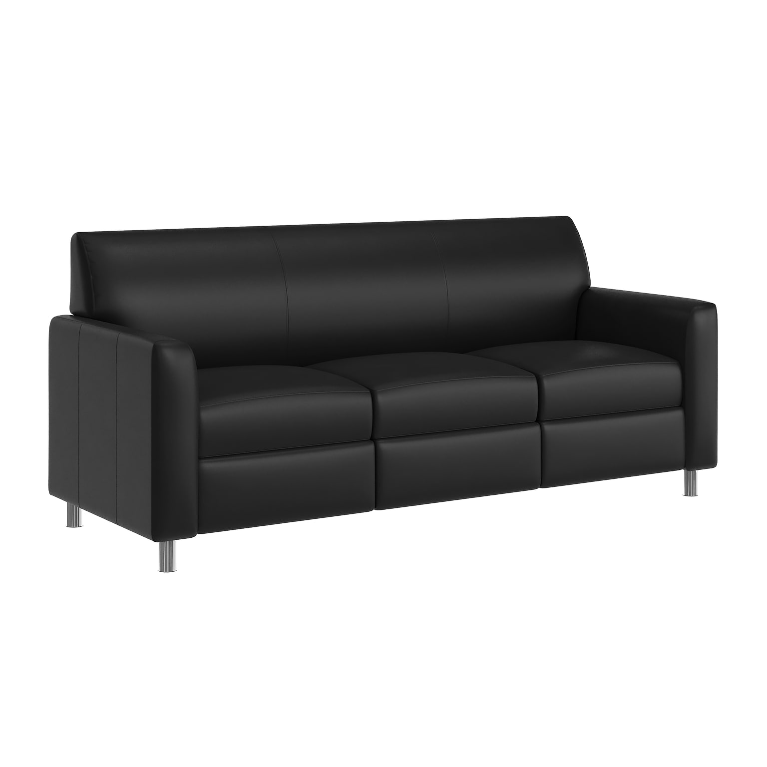Flash Furniture Agent LeatherSoft Reception Sofa, Black/Chrome Legs (BT827U3BKCHR)