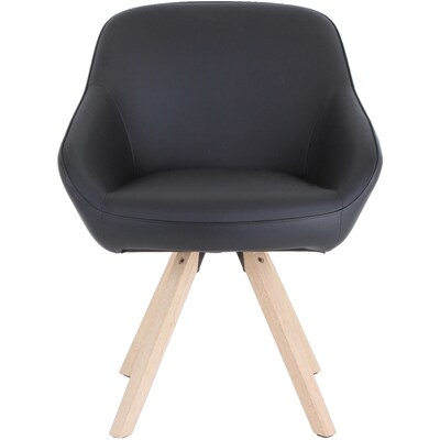 Lorell Natural Wood Legs Modern Guest Chair, Black Vinyl Upholstery (LLR68564)