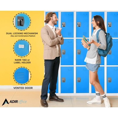 AdirOffice 72'' 3-Tier Blue Storage Locker, 4/Pack (629-203-BLU-4PK)
