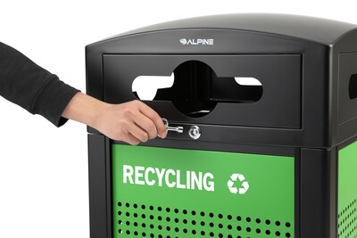 Alpine Industries GS Series Steel Trash Can & Recycling Bin Combo, 40 Gallon, Green (ALP471-40-GS-M)