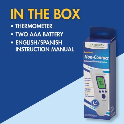 Veridian Non Contact Infrared Digital Temporal Thermometer, White (09-183)