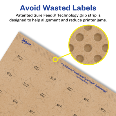 Avery Laser/Inkjet Burst Multipurpose Labels, .75" x .75", Kraft Brown, 8000 Labels/Box ( 94610)