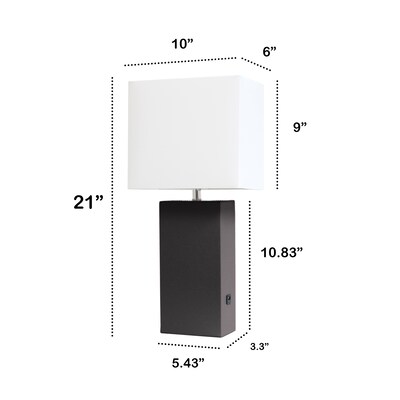Lalia Home Lexington 21" Modern Bedside Table Lamp, White Fabric Shade, Feit LED Bulb, Espresso Brown (LHT-3012-BW-LB)
