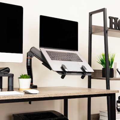 Mind Reader Adjustable Gas Spring Laptop Desk Mount, Fits 11.6 - 17.3" Laptops or Monitors, Black, (GARLAP-BLK)
