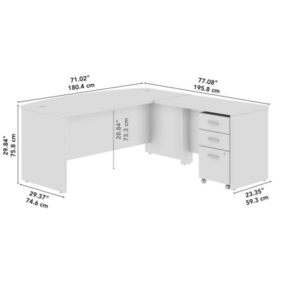 Bush Business Furniture Westfield 72W Bow Front L Shaped Desk with 42W Return and Mobile File Cabinet, Mocha Cherry (SRC167MRSU)