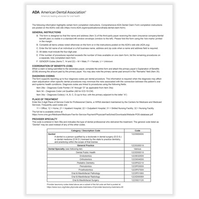 ComplyRight 2024 ADA Dental Claim Forms, 500 Forms/Pack (20241500)