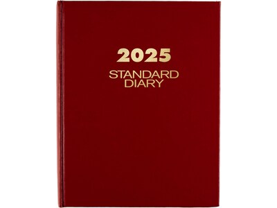 AT-A-GLANCE Standard Hardcover 2025 Daily Diary, 7.5 x 9.5, Ruled, Red (SD374-13-25)