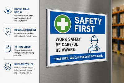 Azar 17" x 11" Sign Holder, Horizontal, Wall Mounted, Clear, Acrylic, 10/Pack (129937)