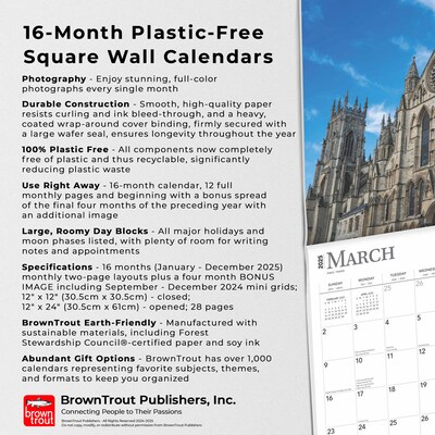 2025 BrownTrout England 12" x 12" Monthly Square Wall Calendar (9781975476953)