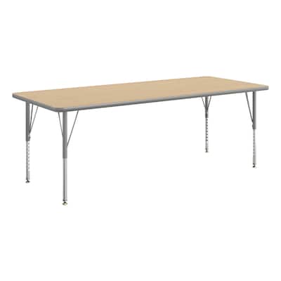 Flash Furniture Wren Rectangular Activity Table, 72 x 30, Height Adjustable, Light Natural Top/Silver Frame (XUA3072RECLNTP)