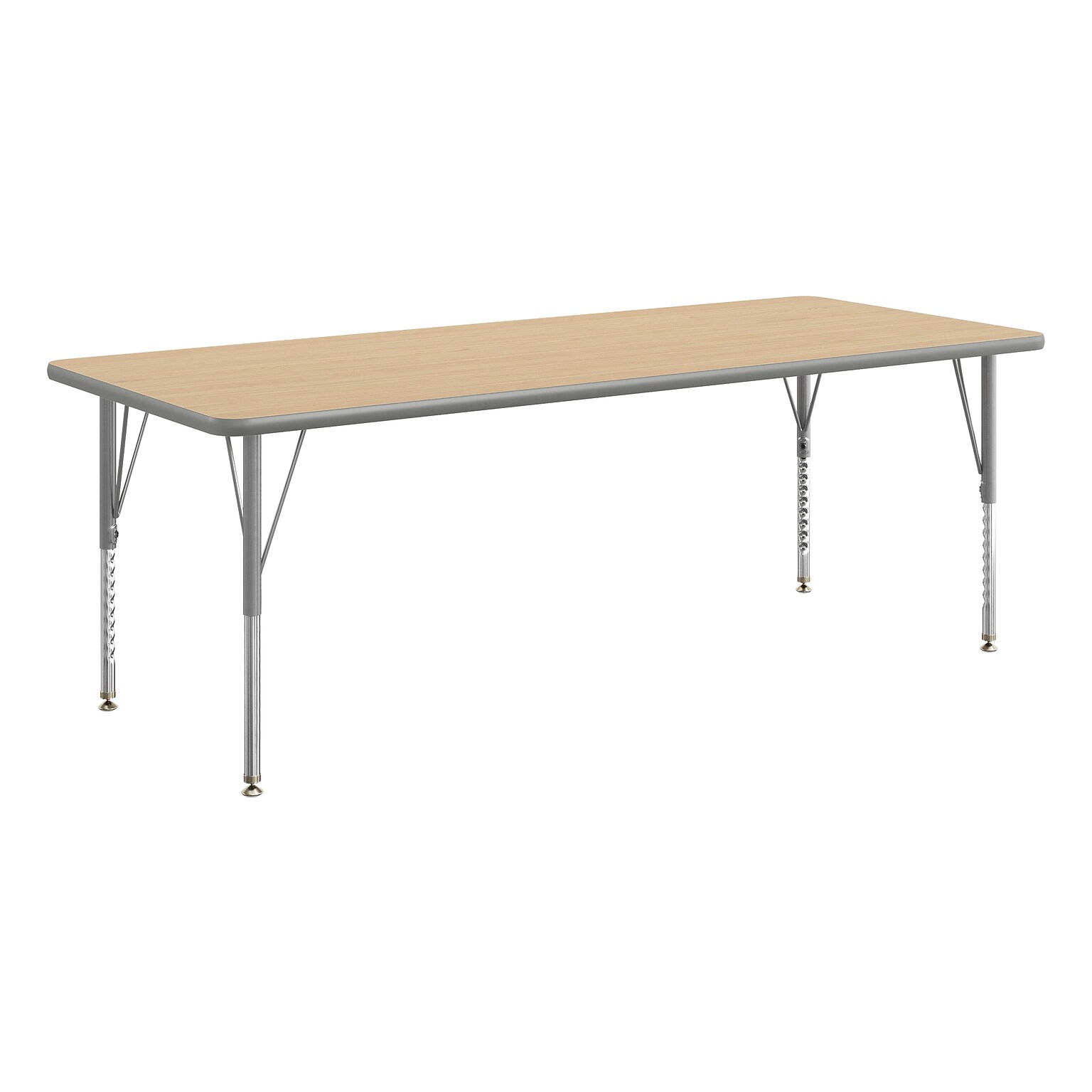 Flash Furniture Wren Rectangular Activity Table, 72 x 30, Height Adjustable, Light Natural Top/Silver Frame (XUA3072RECLNTP)