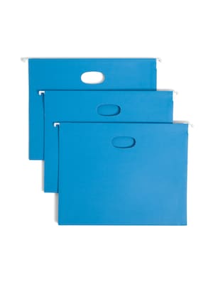 Smead Hanging File Folders, 1/5-Cut Adjustable Tab, Letter Size, 3 Expansion, Sky Blue, 25/Box (642