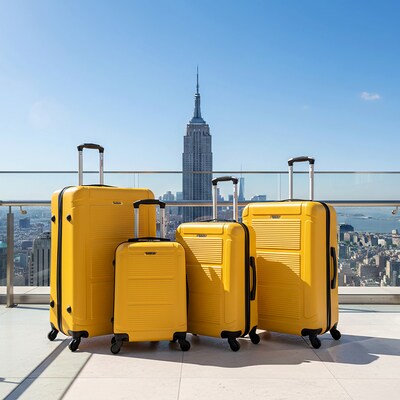 InUSA Pilot 4-Piece Hardside Spinner Luggage Set, TSA Checkpoint Friendly, Mustard (IUPILSMLXL-MUS)